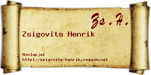 Zsigovits Henrik névjegykártya